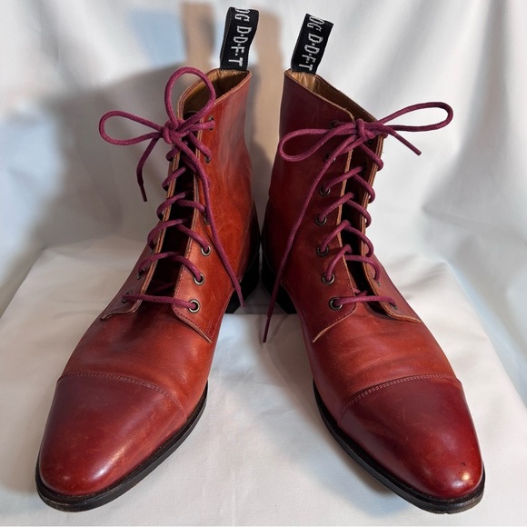 JOHN FLUEVOG Sz 9 The Gateway Lace Up Boots Leather Cognac Made in Vietnam - Picture 1 of 16